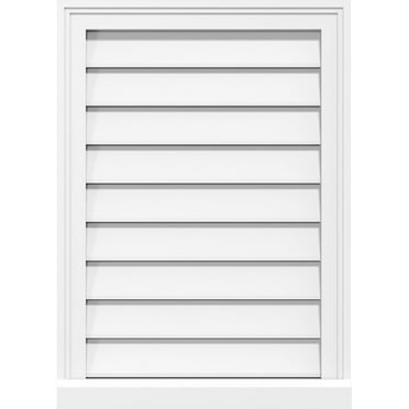 12"W x 12"H Rectangle Surface Mount PVC Gable Vent: Functional, w/ 2"W x 2"P Brickmould Sill Frame