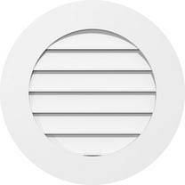 12"W x 12"H Round Surface Mount PVC Gable Vent: Functional, w/ 3-1/2"W x 1"P Standard Frame