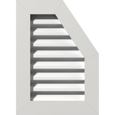 12"W x 16"H Half Octagon Top Right (17"W x 21"H Frame Size): Functional, PVC Gable Vent w/ 1" x 4" Flat Trim Frame