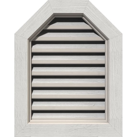 12"W x 16"H Octagonal Top Gable Vent (17"W x 21"H Frame Size): Primed, Functional, Rough Sawn Western Red Cedar Gable Vent w/ Brick Mould Face Frame