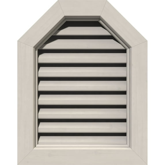 12"W x 18"H Octagonal Top Gable Vent (17"W x 23"H Frame Size): Primed, Functional, Smooth Western Red Cedar Gable Vent w/ Brick Mould Face Frame