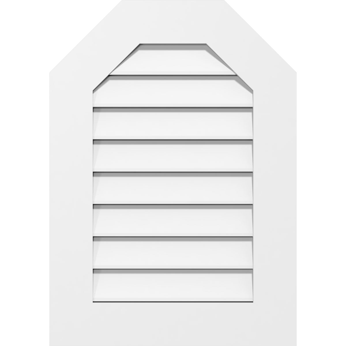 12"W x 18"H Octagonal Top Surface Mount PVC Gable Vent: Functional, w/ 3-1/2"W x 1"P Standard Frame