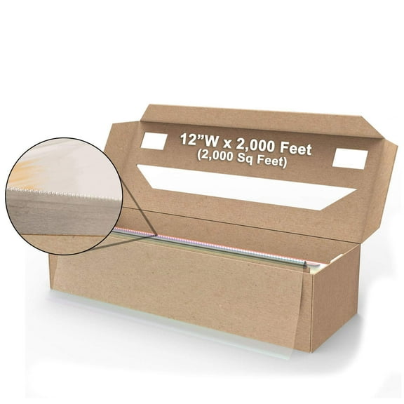 (12"W x 2,000 Feet) SealWrap Cling Classic ZipSafe Plastic Wrap PVC w/Cutter Box Clear Food Safe 305mm x 610m