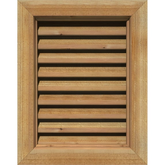 12"W x 20"H Rectangle Gable Vent (17"W x 25"H Frame Size): Unfinished, Functional, Rough Sawn Western Red Cedar Gable Vent w/ Brick Mould Face Frame
