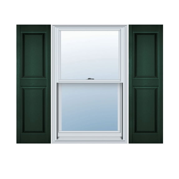 12"W x 25"H Lifetime Vinyl, Custom Two Equal Panels, Raised Panel Shutters, Midnight Green