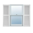thumbnail image 1 of 12"W x 26"H Lifetime Vinyl, Custom Straight Top Center Mullion, Open Louver Shutters, White, 1 of 15