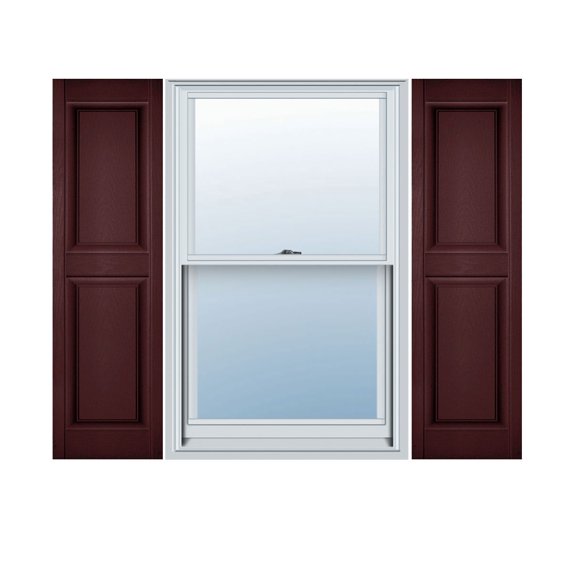 12"W x 27"H Lifetime Vinyl, Custom Two Equal Panels, Raised Panel Shutters, Bordeaux