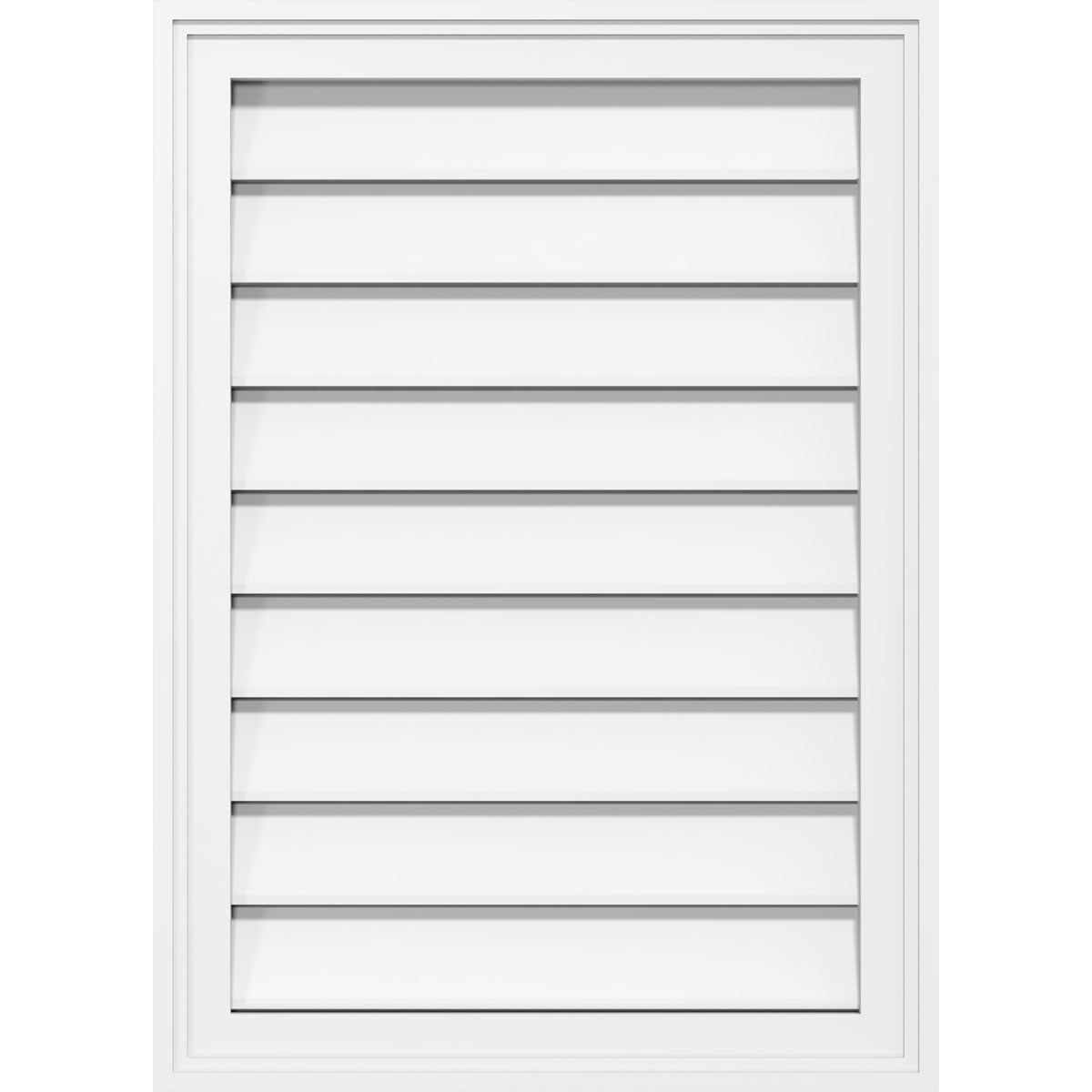 12"W x 28"H Rectangle Surface Mount PVC Gable Vent: Functional, w/ 2"W x 1-1/2"P Brickmould Frame