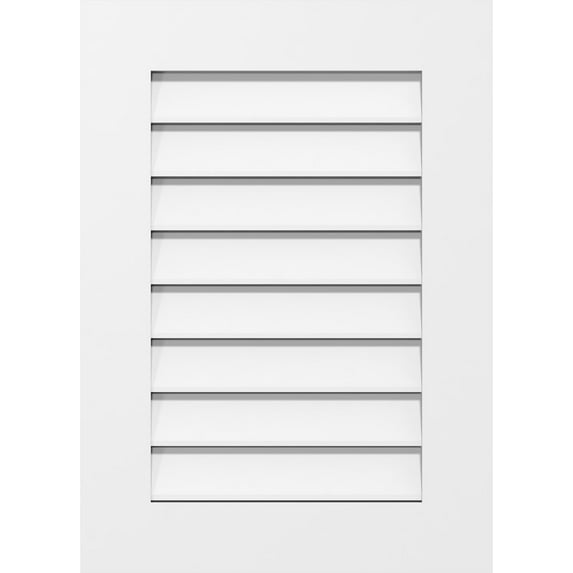 12"W x 28"H Rectangle Surface Mount PVC Gable Vent: Functional, w/ 3-1/2"W x 1"P Standard Frame