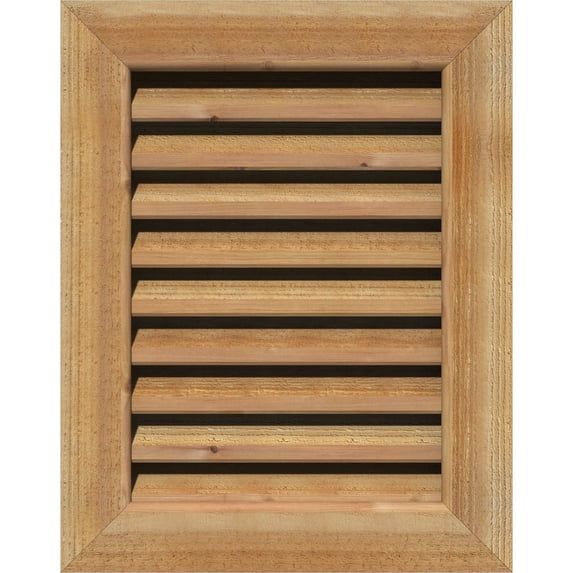 12"W x 30"H Rectangle Gable Vent (17"W x 35"H Frame Size): Unfinished, Functional, Rough Sawn Western Red Cedar Gable Vent w/ 1" x 4" Flat Trim Frame