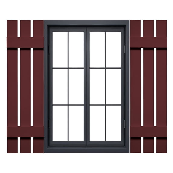 12"W x 31"H Mid-America Vinyl, Standard Size Three Board Spaced Shutters, w/Installation Shutter-Lok's & Matching Screws, 078 - Wineberry