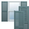 thumbnail image 1 of 12"W x 34"H Lifetime Vinyl, TailorMade Cathedral Top Center Mullion, Open Louver Shutters, w/Shutter-Loks (Per Pair), Wedgewood Blue, 1 of 7
