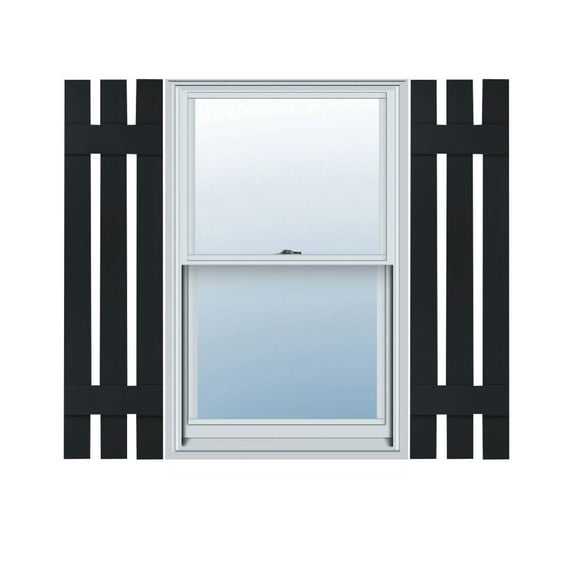 12"W x 34"H Lifetime Vinyl, TailorMade Three Board Spaced (2 Batten), Board-n-Batten Shutters, Black