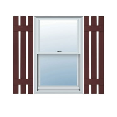 12"W x 34"H Lifetime Vinyl, TailorMade Three Board Spaced (2 Batten), Board-n-Batten Shutters, Bordeaux