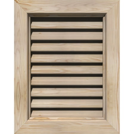 12"W x 34"H Vertical Gable Vent (17"W x 39"H Frame Size): Unfinished, Functional, Smooth Pine Gable Vent w/ Brick Mould Face Frame
