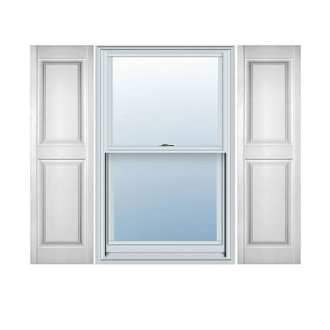 12"W x 35"H Lifetime Vinyl, Standard Two Equal Panels, Raised Panel Shutters, w/Installation Shutter-Lok's & Matching Screws (Per Pair), Bright White