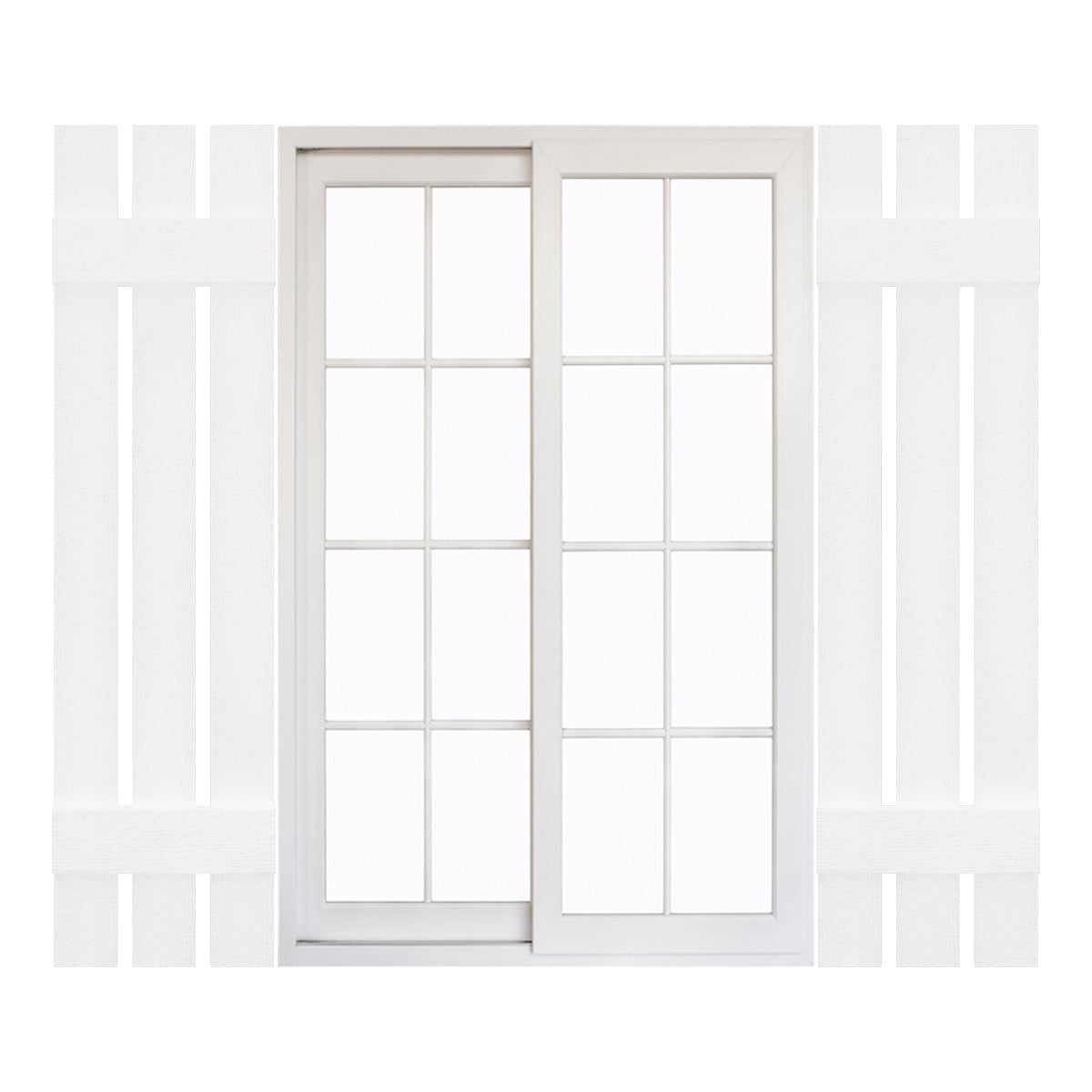 12"W x 35"H Mid-America Vinyl, Standard Size Three Board Spaced Shutters, w/Installation Shutter-Lok's & Matching Screws, 117 - Bright White