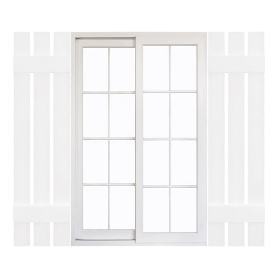 12"W x 35"H Mid-America Vinyl, Standard Size Three Board Spaced Shutters, w/Installation Shutter-Lok's & Matching Screws, 117 - Bright White