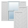 thumbnail image 1 of 12"W x 35"H True Fit PVC Single Panel Herringbone Modern Style Fixed Mount Shutters, White (Per Pair - Hardware Not Included), 1 of 8