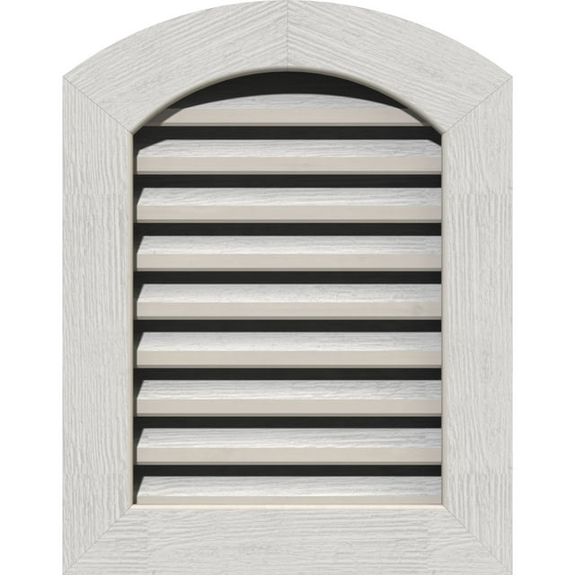 12"W x 36"H Arch Top Gable Vent (17"W x 41"H Frame Size): Primed, Functional, Rough Sawn Western Red Cedar Gable Vent w/ 1" x 4" Flat Trim Frame