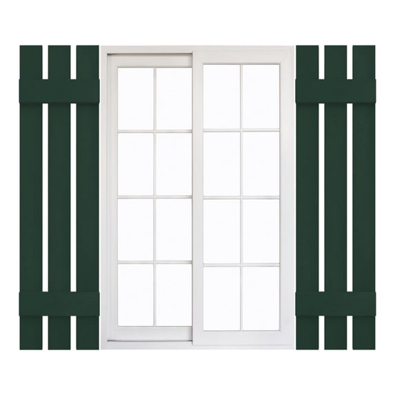 12"W x 39"H Mid-America Vinyl, Standard Size Three Board Spaced Shutters, w/Installation Shutter-Lok's & Matching Screws, 122 - Midnight Green