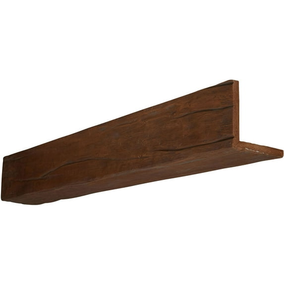 12"W x 4"H x 16'L 2-Sided (L-beam) Riverwood Endurathane Faux Wood Ceiling Beam, Pecan