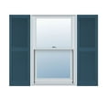 thumbnail image 1 of 12"W x 40"H Lifetime Vinyl, Custom Straight Top Center Mullion, Open Louver Shutters, Classic Blue, 1 of 15