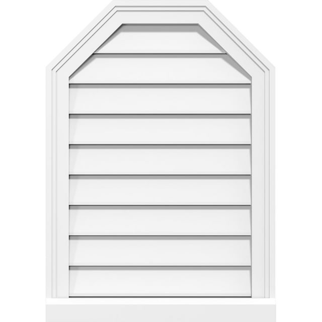12"W x 40"H Octagonal Top Surface Mount PVC Gable Vent: Functional, w/ 2"W x 2"P Brickmould Sill Frame