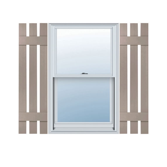 12"W x 43"H Lifetime Vinyl, Standard Three Board Spaced, Board-n-Batten Shutters, w/Installation Shutter-Lok's & Matching Screws (Per Pair), Clay