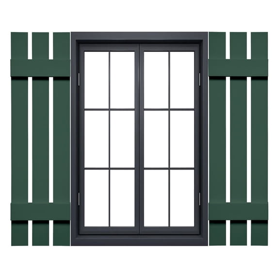 12"W x 43"H Mid-America Vinyl, Standard Size Three Board Spaced Shutters, w/Installation Shutter-Lok's & Matching Screws, 028 - Forest Green