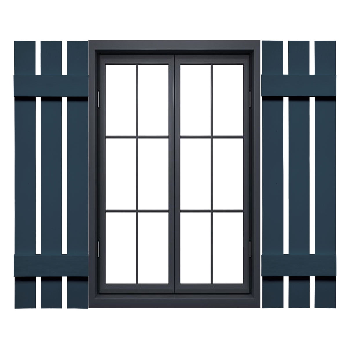 12"W x 43"H Mid-America Vinyl, Standard Size Three Board Spaced Shutters, w/Installation Shutter-Lok's & Matching Screws, 036 - Classic Blue