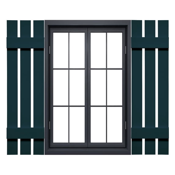 12"W x 43"H Mid-America Vinyl, Standard Size Three Board Spaced Shutters, w/Installation Shutter-Lok's & Matching Screws, 166 - Midnight Blue