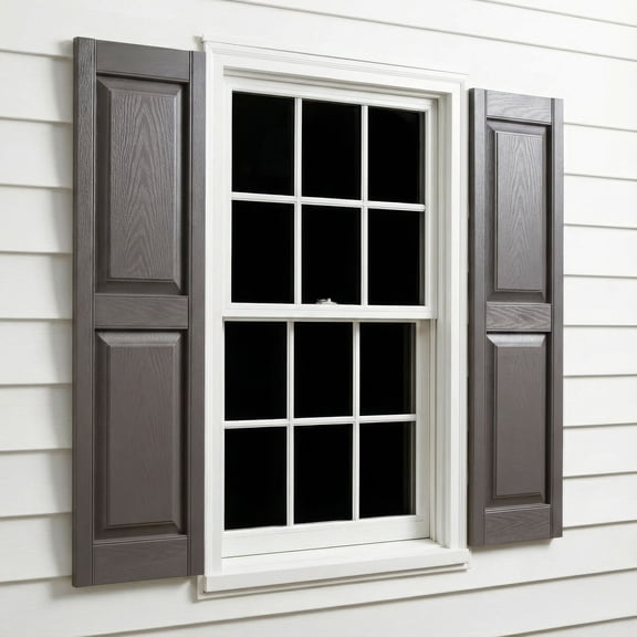 12"W x 47"H EverColor Raised Panel Shutters, w/Installation Shutter-Lok's & Matching Screws (Per Pair), Musket Brown