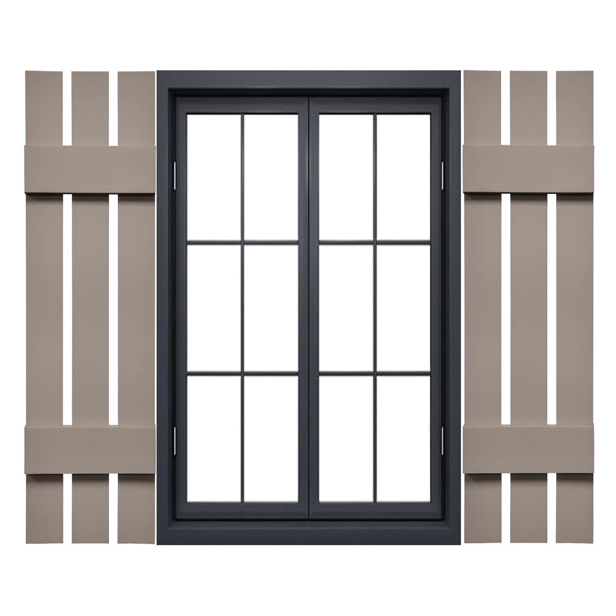 12"W x 47"H Mid-America Vinyl, Standard Size Three Board Spaced Shutters, w/Installation Shutter-Lok's & Matching Screws, 008 - Clay