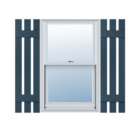 12"W x 47"H Mid-America Vinyl, Standard Size Three Board Spaced Shutters, w/Installation Shutter-Lok's & Matching Screws, 036 - Classic Blue