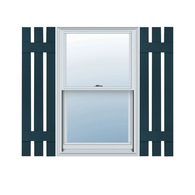 12"W x 52"H Lifetime Vinyl, TailorMade Three Board Spaced (2 Batten), Board-n-Batten Shutters, Midnight Blue