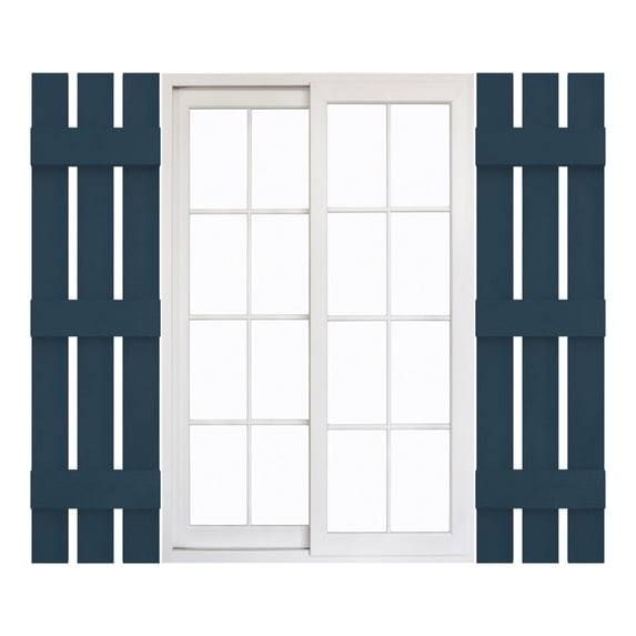 12"W x 55"H Mid-America Vinyl, Standard Size Three Board Spaced Shutters, w/Installation Shutter-Lok's & Matching Screws, 036 - Classic Blue