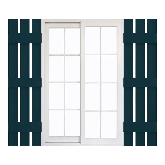 12"W x 55"H Mid-America Vinyl, Standard Size Three Board Spaced Shutters, w/Installation Shutter-Lok's & Matching Screws, 166 - Midnight Blue
