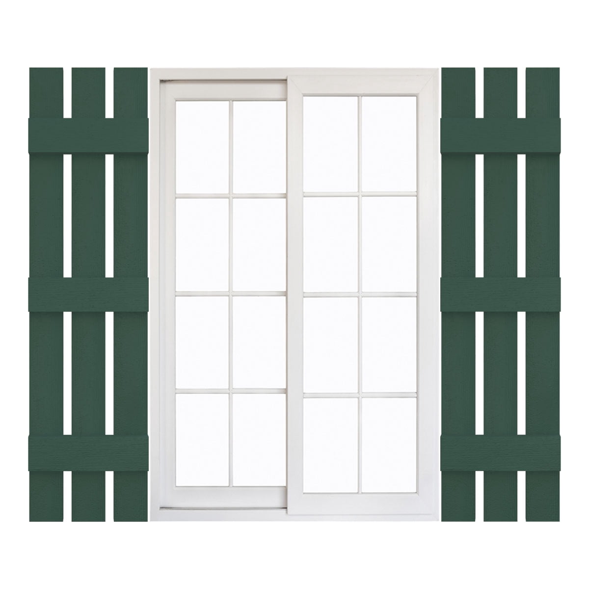 12"W x 59"H Mid-America Vinyl, Standard Size Three Board Spaced Shutters, w/Installation Shutter-Lok's & Matching Screws, 028 - Forest Green