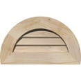 thumbnail image 1 of 12"W x 6"H Half Round Gable Vent (17"W x 11"H Frame Size): Unfinished, Non-Functional, Smooth Pine Gable Vent w/ Decorative Face Frame, 1 of 12