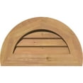thumbnail image 1 of 12"W x 6"H Half Round Gable Vent (17"W x 11"H Frame Size): Unfinished, Non-Functional, Smooth Western Red Cedar Gable Vent w/ Decorative Face Frame, 1 of 12