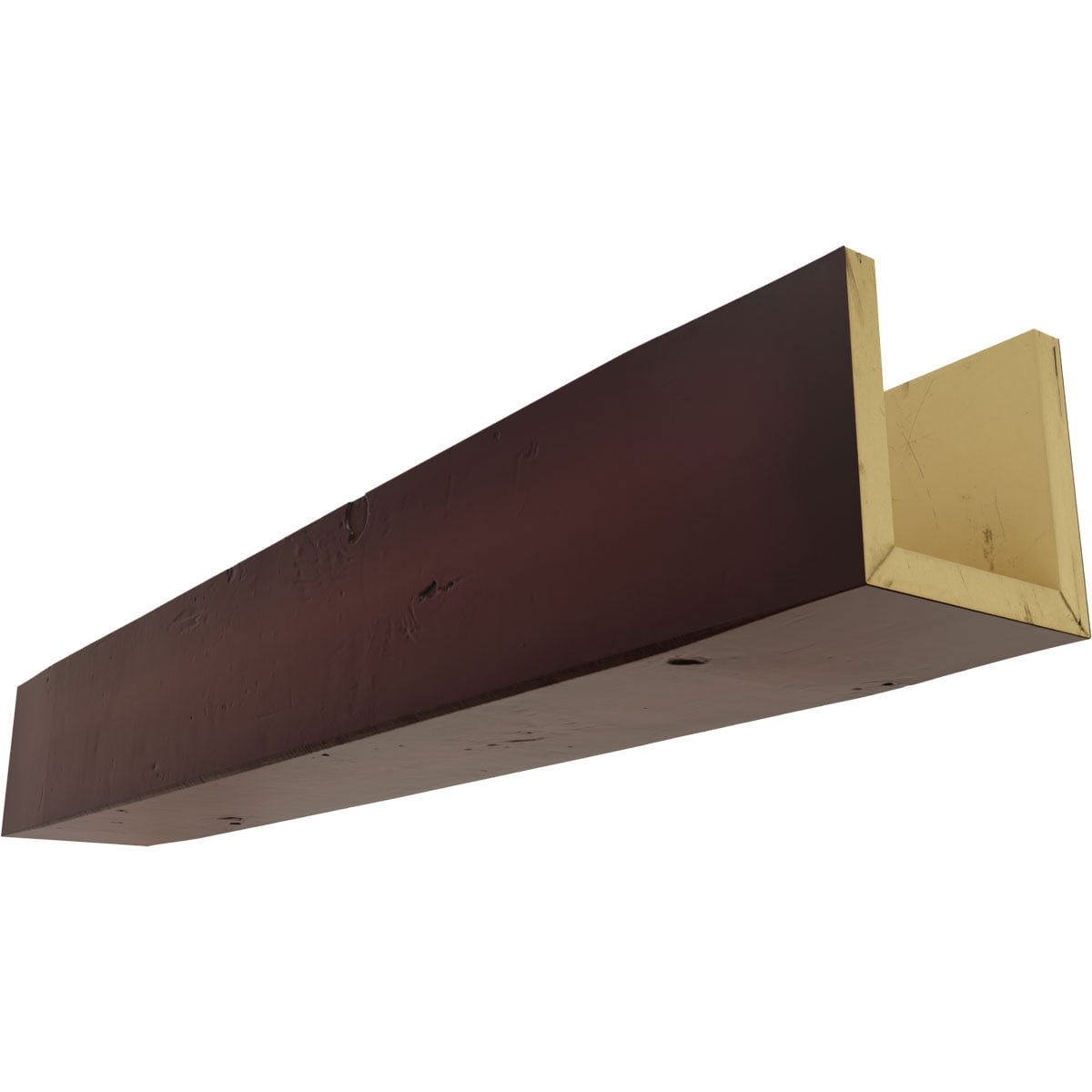 12"W x 6"H x 12'L 3-Sided (U-beam) Knotty Pine Endurathane Faux Wood Ceiling Beam, Cherry