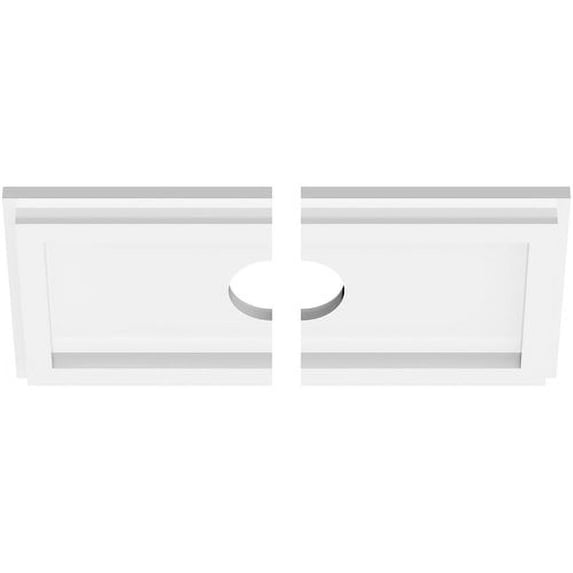 12"W x 6"H x 2"ID x 4"C x 1"P Rectangle Architectural Grade PVC Contemporary Ceiling Medallion, Two Piece