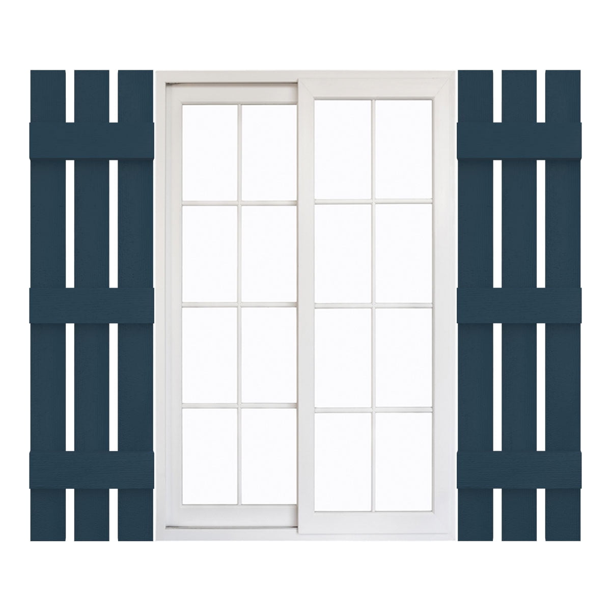 12"W x 63"H Mid-America Vinyl, Standard Size Three Board Spaced Shutters, w/Installation Shutter-Lok's & Matching Screws, 036 - Classic Blue