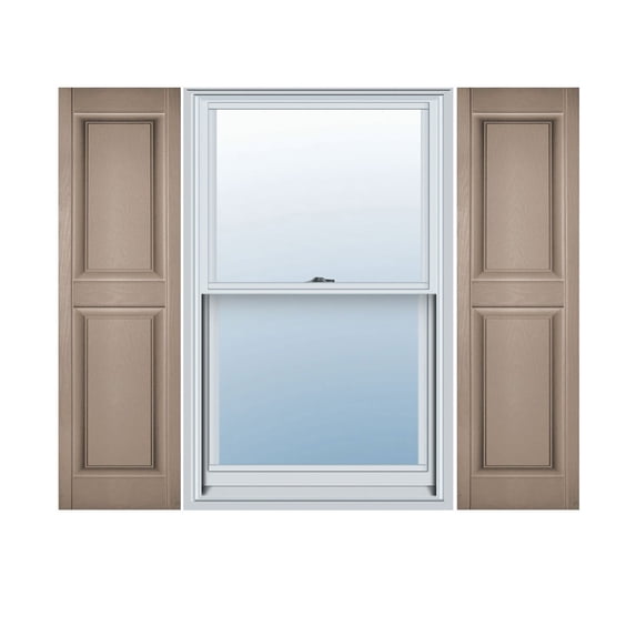 12"W x 65"H Lifetime Vinyl, Custom Two Equal Panels, Raised Panel Shutters, Wicker