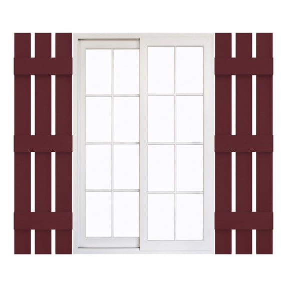 12"W x 67"H Mid-America Vinyl, Standard Size Three Board Spaced Shutters, w/Installation Shutter-Lok's & Matching Screws, 078 - Wineberry