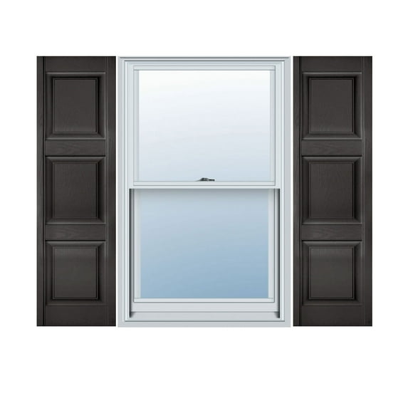 12"W x 69"H Lifetime Vinyl, Custom Three Equal Panel, Raised Panel Shutters, w/Shutter-Loks (Per Pair), Tuxedo Grey