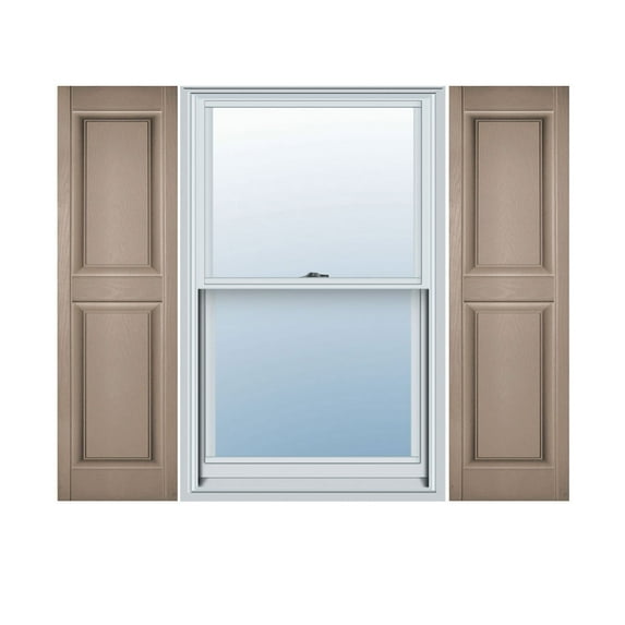 12"W x 69"H Lifetime Vinyl, Custom Two Equal Panels, Raised Panel Shutters, w/Shutter-Loks (Per Pair), Wicker