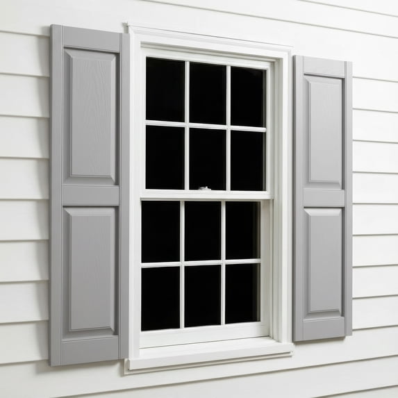 12"W x 71"H EverColor Raised Panel Exterior Vinyl Shutters, w/Installation Shutter-Lok's & Matching Screws (Per Pair), Paintable
