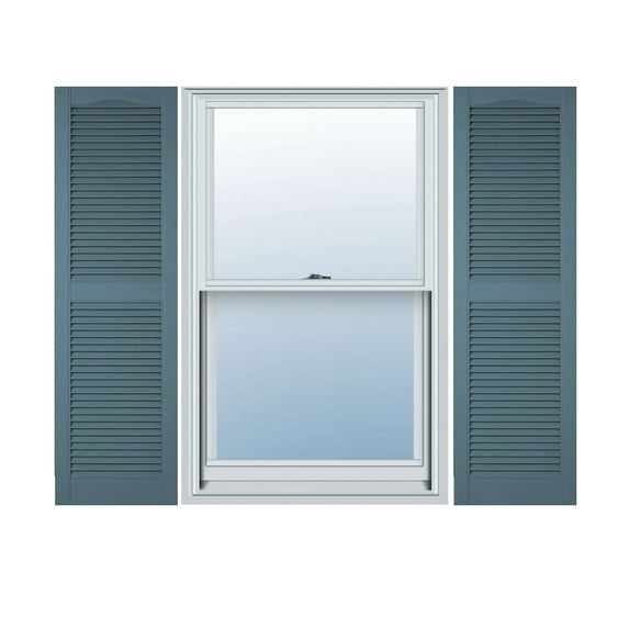 12"W x 72"H Mid-America Vinyl, Standard Size Cathedral Top Center Mullion, Open Louver Shutter, w/Installation Shutter-Lok's & Matching Screws, 004 - Wedgewood Blue
